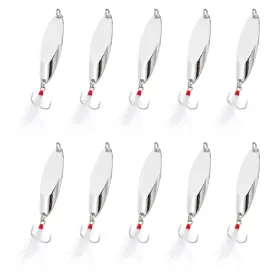 Zaplyte 601968762001 10 Set 3/4 Oz Fishing Spoons Silver Tone For Freshwater Saltwater Zaplyte 601968762001 10 Set 3/4 Oz Fishing Spoons Silver Tone For Freshwater Saltwater