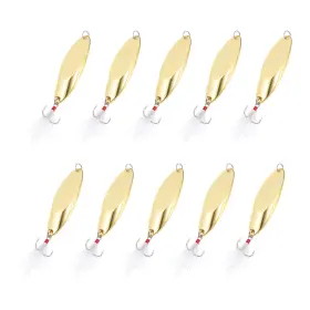 Zaplyte 679209701409 10pcs 1-1/8oz Metal Fishing Spoons Lures Casting Spoon Gold Tone
