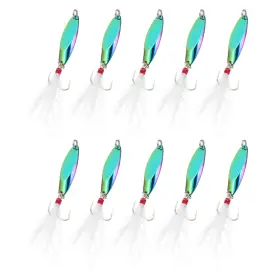 Zaplyte 679209701485 10pcs 1/5 Oz Metal Fishing Spoons Lures Casting Spoon Multicolor