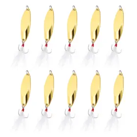 Zaplyte 679209701508 10pcs 3/5 Oz Metal Fishing Spoons Lures Casting Spoon Gold Tone