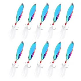 Zaplyte 679209701553 10pcs 3/8 Oz Metal Fishing Spoons Lures Casting Spoon Multicolor