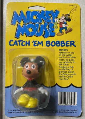 Zebco 597b Walt Disney Mickey Mouse Catch Ftem Bobber Fishing Nos Nip Vtg Hong Kong
