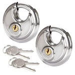 2 Pcs Discus Locks Stainless Steel Round Padlock Heavy Duty Rustproof Disc. Fixed Price $23.50.