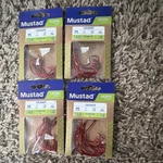 4 Packs Mustad Ultra Point Croaker Hooks Sizes 2/0 4/0 5/0 Red 10 Pack. Fixed Price $17.99.